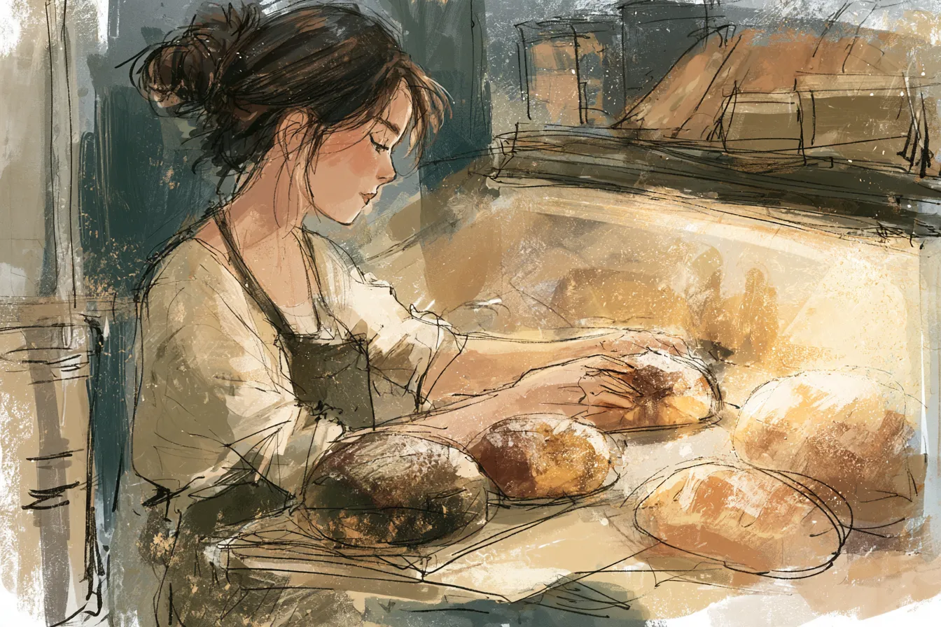 Bakery owner arranging fresh loaves at dawn — earning equipment at the $5,000 tier