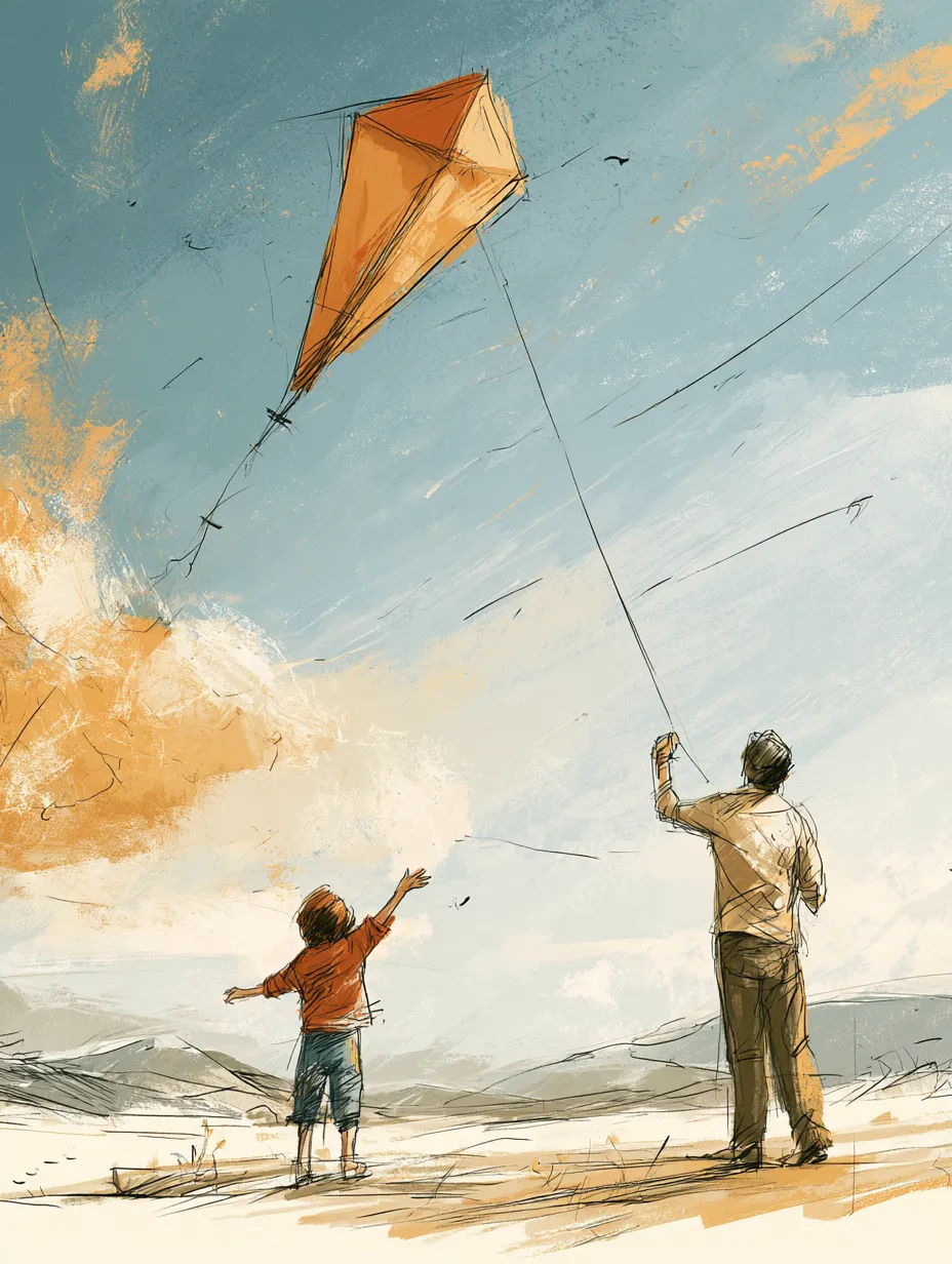 Parent and child flying an arrow-shaped kite climbing over hills — the levers that lift a rate profile